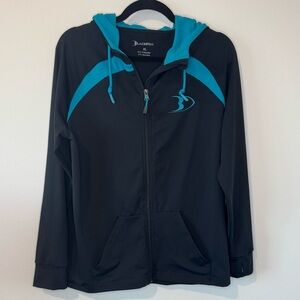 Blackfish Performance Zip Up Hoodie XL Black & Teal Fishing Athletic Jacket